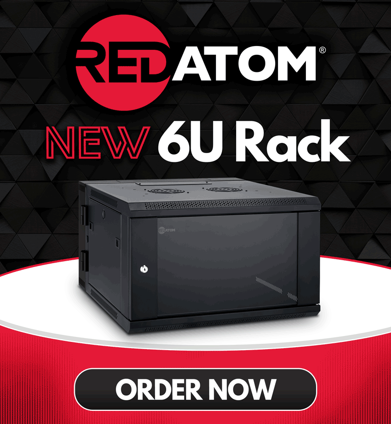 New Red Atom 6U Rack...Swing Out Wall Mount...Reversible Door | Lockable Panels...Order Now