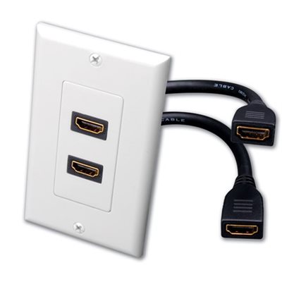 Vanco Dual HDMI Pigtail Decor Wall Plate (White)