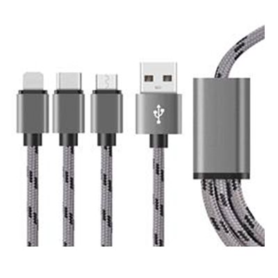 New Wave 1.2M 3-in-1 USB to Micro Type C Lightning Cable for Charging Only