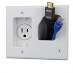 DataComm Low Voltage Cable Plate with Recessed Power (white)