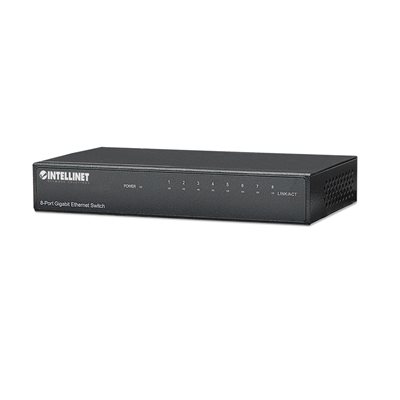 Intellinet 8 Port Desktop Gigabit Ethernet Switch, Metal