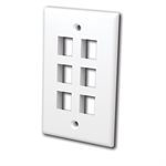 Vanco Multi-Media Keystone Wall Plates- 6 Ports (White)