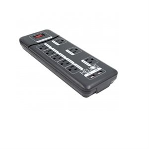 Ethereal 8-Outlet Surge Protected Power Strip w /  2 USB Ports