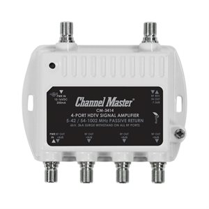 Channel Master 4-Way Dist Amp 8dB 50-1,000MHz w / Return Path
