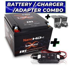 Limitless Lithium Nano HD v2 30AH Motor / Pwrsport w / Maintainer & Adapter, 6000-7000W, 14.8V