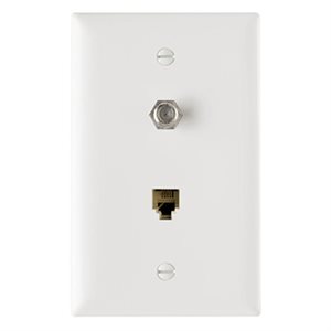 On-Q 2 Line RJ11 / 1GHz F-Connector Coax Wall Plate (white)