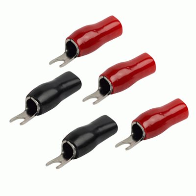 T-Spec v8 4 ga 1 / 4" Spade Terminal (red / black, 5 pk)