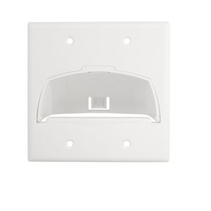 On-Q Double-Gang Hinged Bullnose Wall Plate (white)