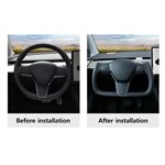 Rydeen Tesla Yoke Steering Wheel Nappa SideCarbon Leather 2016-2023 Model 3, 2019-2023+ Model Y, blk