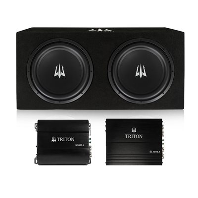 Triton Audio Dual 12" Bass Package w /  1000W Mono Amp + WR800.1 800W Mono Amp