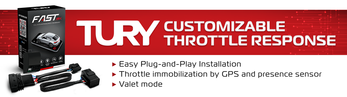 TURY Customizable Throttle Response...Easy Plug-and-Play Installation...Throttle immobilization by GPS and presence sensor...Valet mode